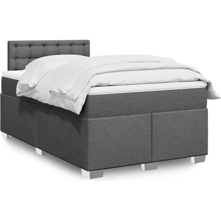 vidaXL Boxspringbett mit Matratze Dunkelgrau 120x200 cm Stoff 3285870