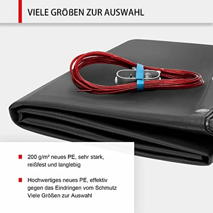 WOLTU Poolabdeckung rund Ø 305 cm wasserdicht, Solarplane für Pool Ø 244-270 cm, Winterabdeckplane aus 200 g/m² PE, Abdeckplane mit Drahtseil und Aluminium-Befestigungselement, dunkelgrau – Bild 4