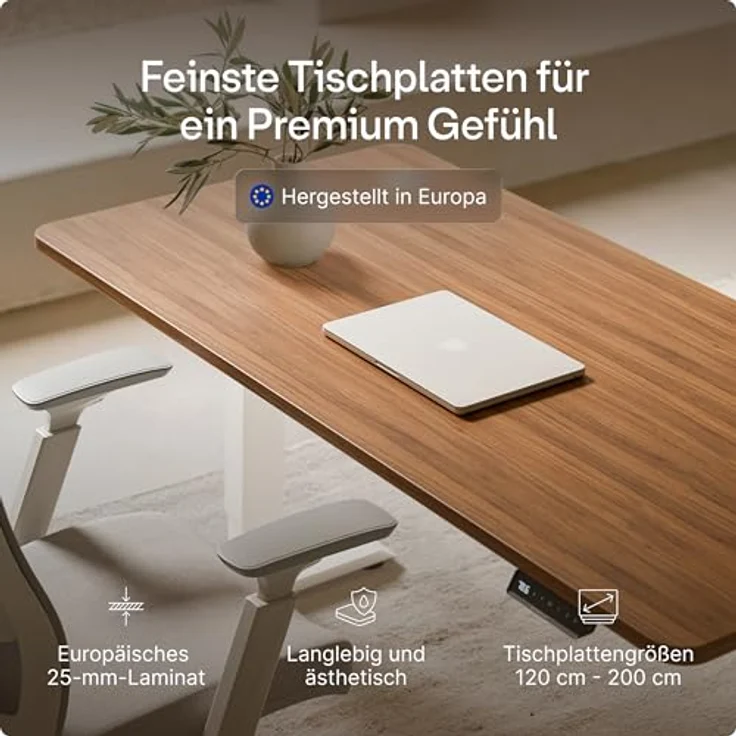 Höhenverstellbarer Schreibtisch - Höhenverstellbar Elektrisch mit Flüsterleisem Dual-Motor & Touchscreen - Hohe Tragfähigkeit - Stehtisch von Desktronic, Weiß + Nussbaum, 160x80 cm – Bild 9