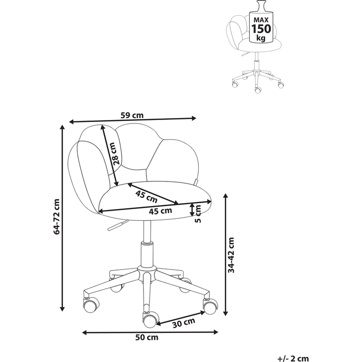 Schreibtischstuhl WHIZZY Bouclé Hellblau
