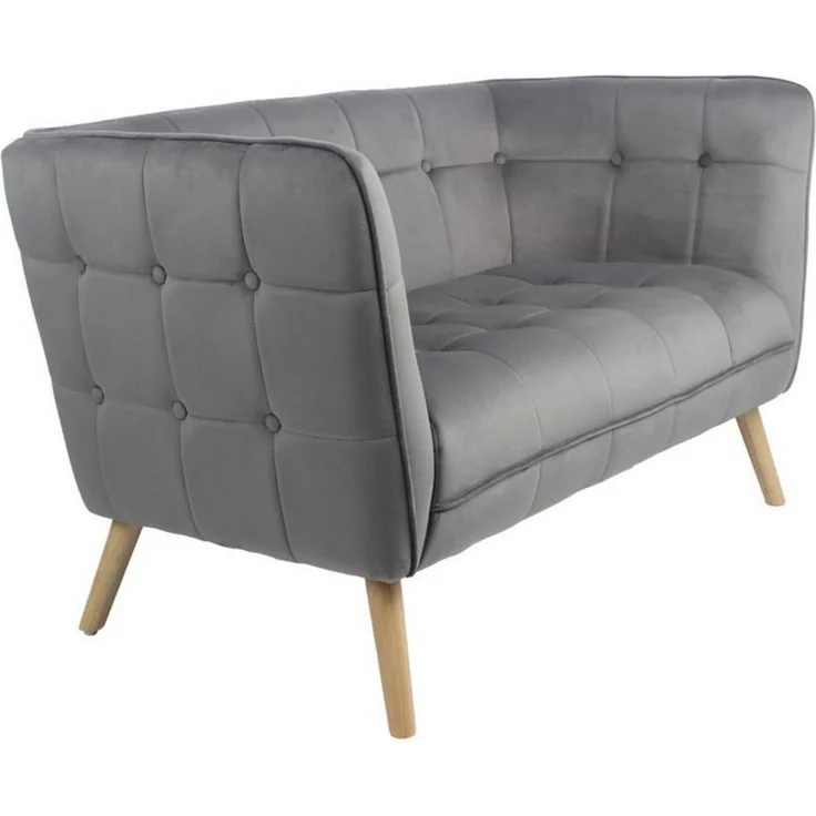 Happy Home Loungesofa Moderner 2-Sitzer Sitzbank mit Armlehne aus Samtbezug grau – Bild 5