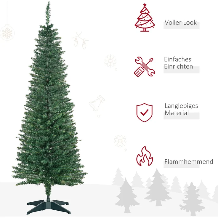 HOMCOM Weihnachtsbaum, Kunststoff, Metall, Grün, Ø46 x 150H cm – Bild 4
