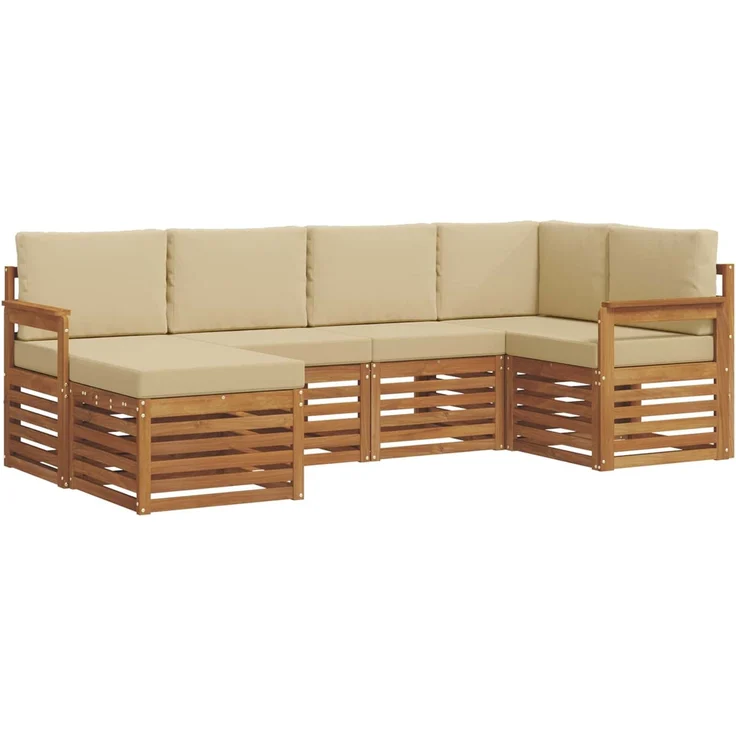 vidaXL Outdoor-Sofagarnitur 6 stk. 5-Sitzer Natur und Beige 3375078 – Bild 2