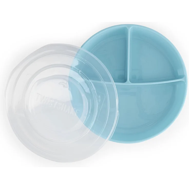 Twistshake Baby Teller | Babyteller mit luftdichtem Deckel | BPA-freier Baby-Entwöhnungsteller | 3 Teile Essenstrainingsteller | 6 Monate+ Baby-Futterteller | Neugeborenen-Essentials | Blau
