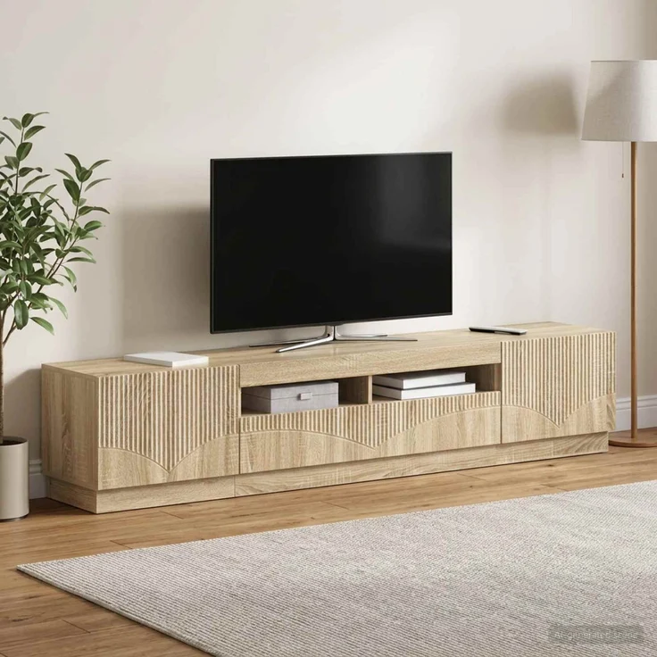 vidaXL LED-TV-Schrank HOORN 3 stk. Sonoma-Eiche Holzwerkstoff 3416839 – Bild 1