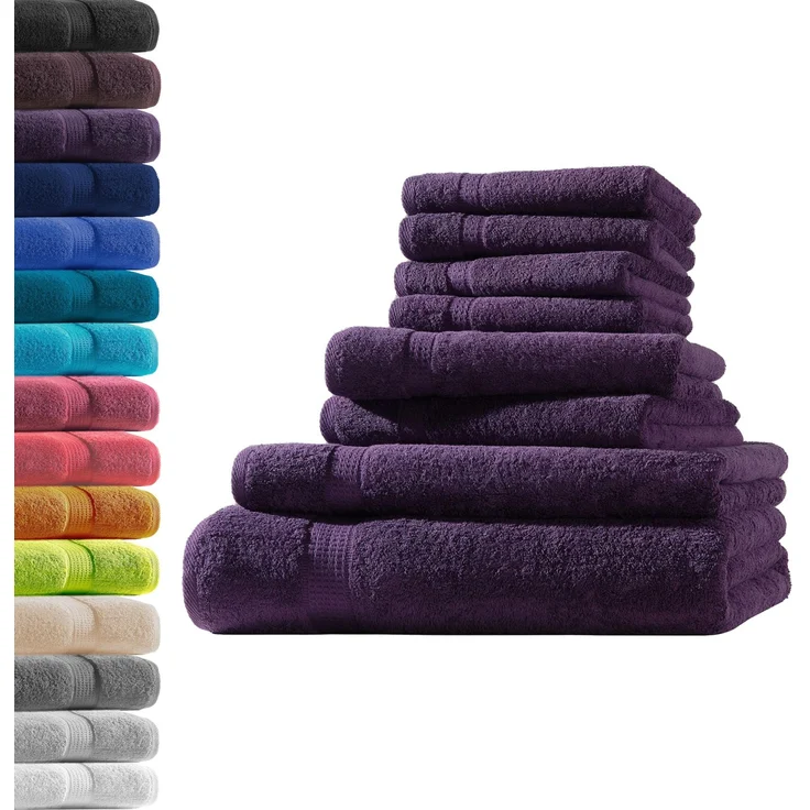 1x Badetuch + 1x Duschtuch + 2X Handtuch + 4X Gästetuch | Aubergine | 100% Baumwolle Frottier | Oeko-TEX® Standard 100 | Premium Qualität 500 g/m² – Bild 1