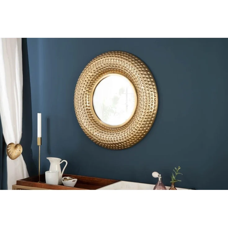 riess-ambiente Wandspiegel ORIENT 60cm gold, Schlafzimmer · Metall · rund · mit Rahmen · Deko · Hammerschlag Design – Bild 3