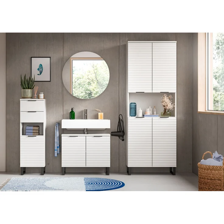 Waschbeckenunterschrank Riff - Weiß – Bild 3