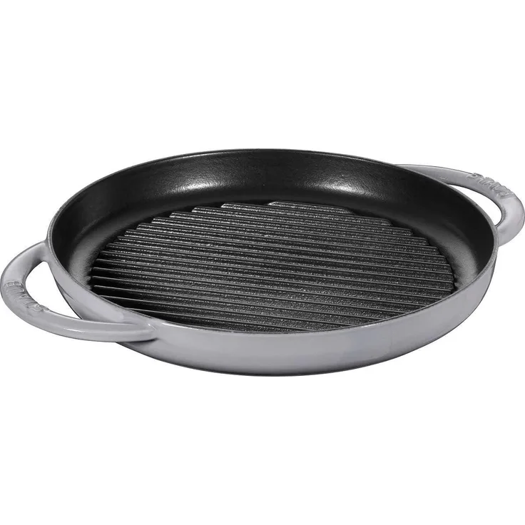 Staub Grill Pans Grillpfanne 26 cm, rund, Graphit-Grau, Gusseisen