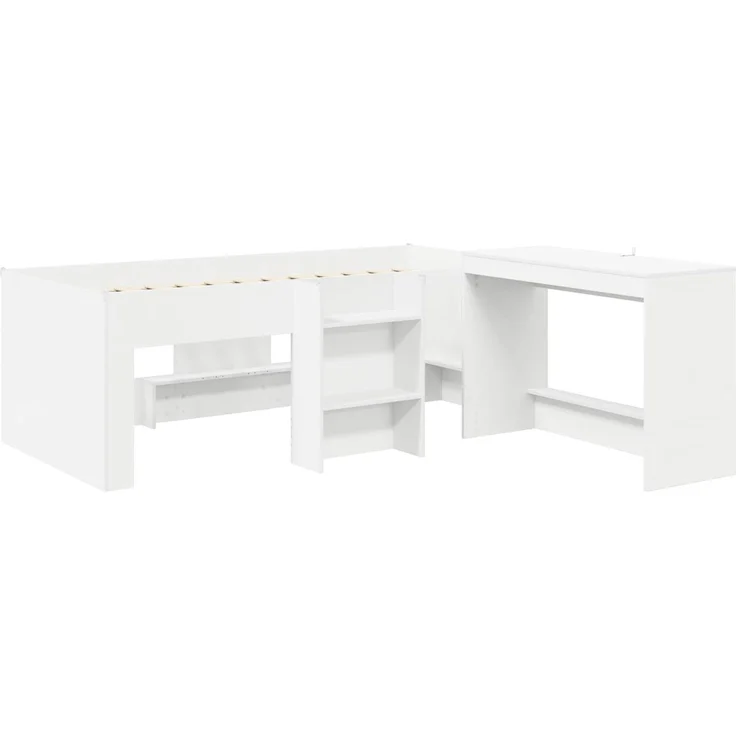 vidaXL Hochbett mit Schreibtisch für Kinder 2 stk. Weiß Holzwerkstoff 3423470 – Bild 3