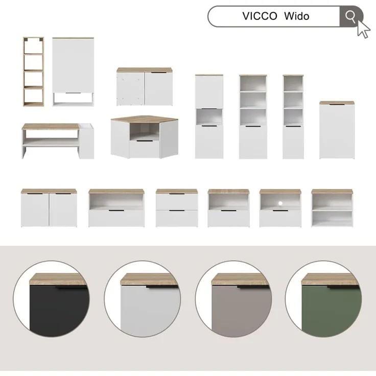 Eckkommode Wido Greige 80 x 50 cm mit Tür Vicco – Bild 9