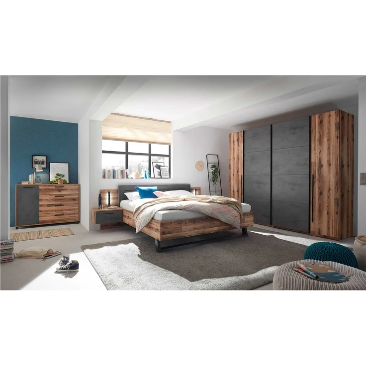 Kleiderschrank Sarnthein / Sarnia, Holzwerkstoff, Schwarz, Holzfarben, 312 x 226 x 60 cm – Bild 3