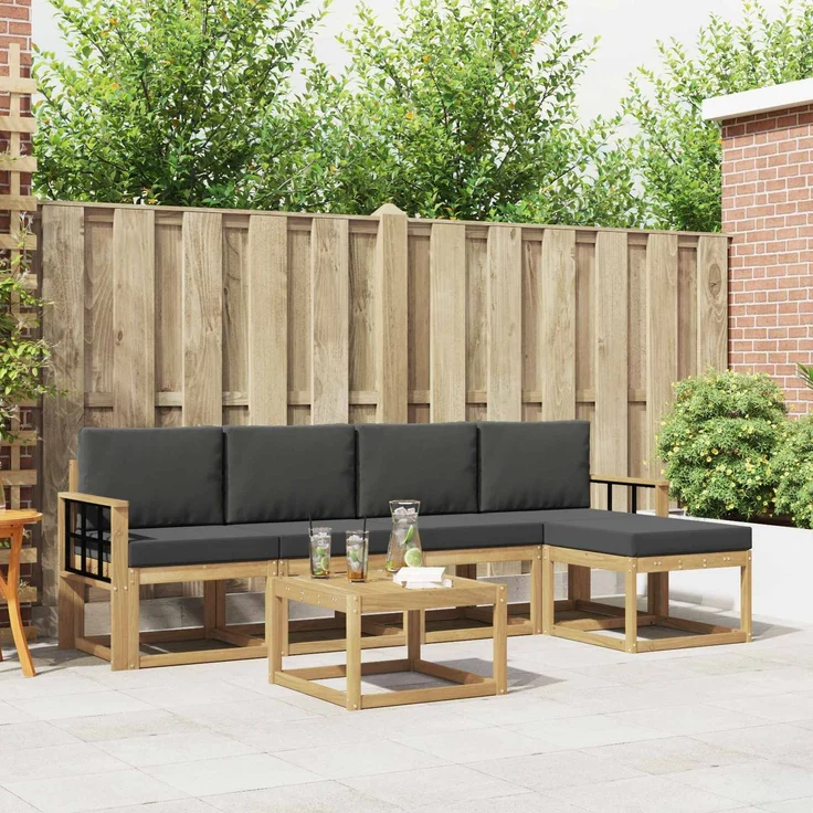 vidaXL Outdoor-Sofagarnitur 6 stk. 5-Sitzer Weiß und Anthrazit 3387536 – Bild 1