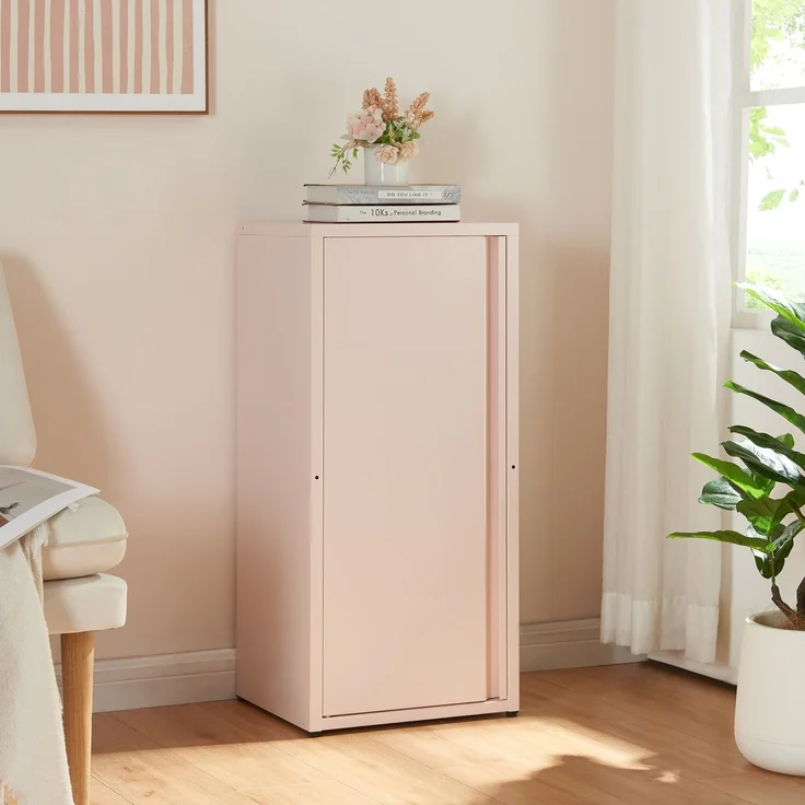 [en. casa] 'Burlöv' Metallschrank, Stahl, 88 x 40 x 35 cm, Rosa – Bild 1