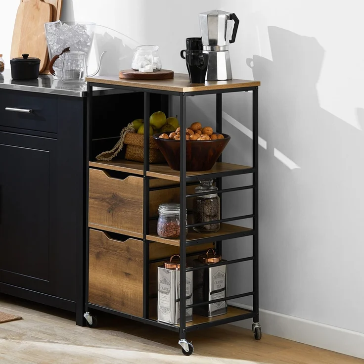 SoBuy FKW111-PF Küchenwagen, Spanplatte, Melamin, Braun, 53 x 89 x 37 cm – Bild 6