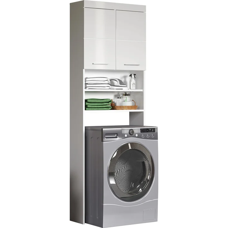 Trendteam 'Amanda' Waschmaschinenschrank, Holz, 187 x 24 x 63 cm, Weiß Hochglanz – Bild 2