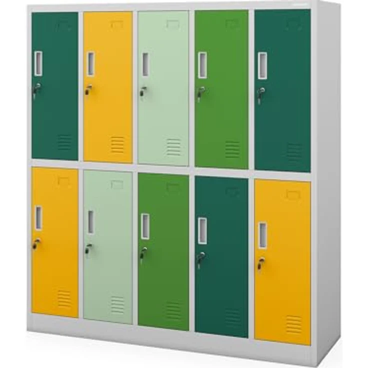 Jan Nowak Schließfachschrank Metall 10 Fächer Schulschrank 150x136x45 cm | Wertfachschrank, Garderobenschrank, Stahlspind abschließbar, pulverbeschichtet, für Schule, Kindergarten, Umkleide – Bild 4