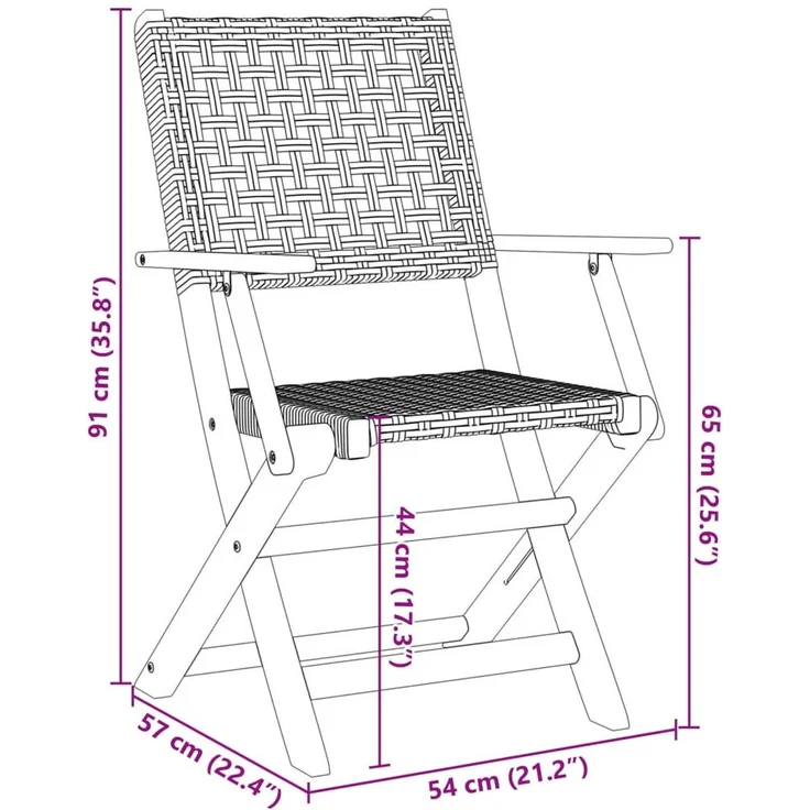 vidaXL Gartenstühle 6 Stk. Klappbar Beige Poly Rattan & Massivholz 3214563 – Bild 9