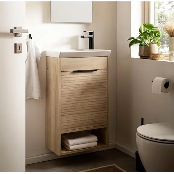 Schildmeyer Gäste Waschtisch Mads 159075, weißeiche Dekor/gestreift