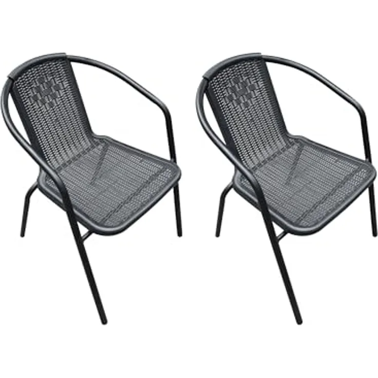 LC Garden Stapelstuhl Garvista Stapelstuhl 54x52x72cm schwarz Gartenstuhl Terassenstuhl, Pulverbeschichteter Stahl
