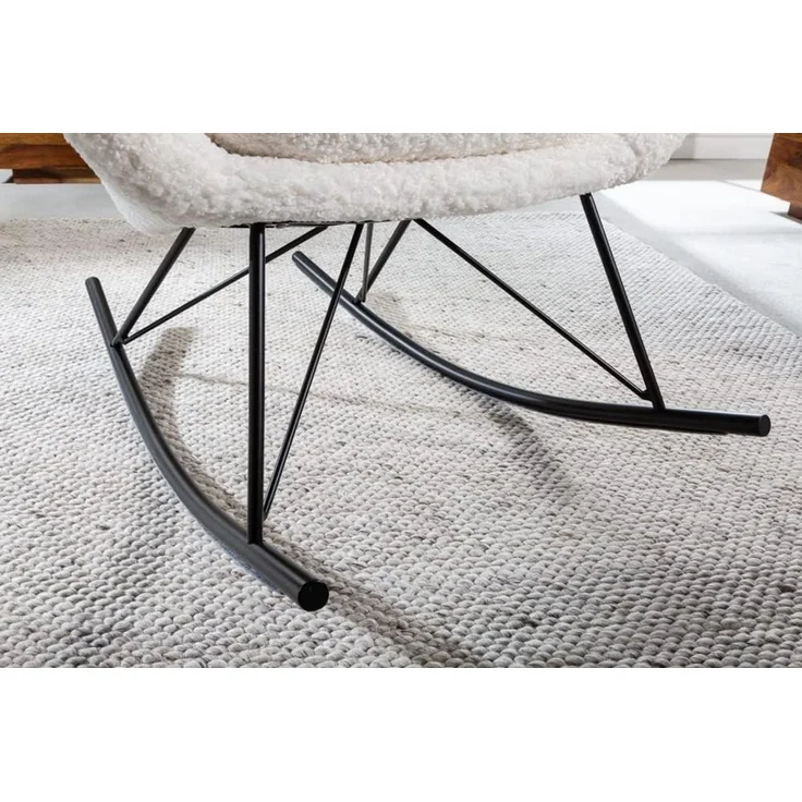 riess-ambiente Schaukelstuhl SCANDINAVIA SWING weiß / schwarz (Einzelartikel, 1 St), Wohnzimmer · Bouclé · Metall · Teddystoff · Schlafzimmer – Bild 5