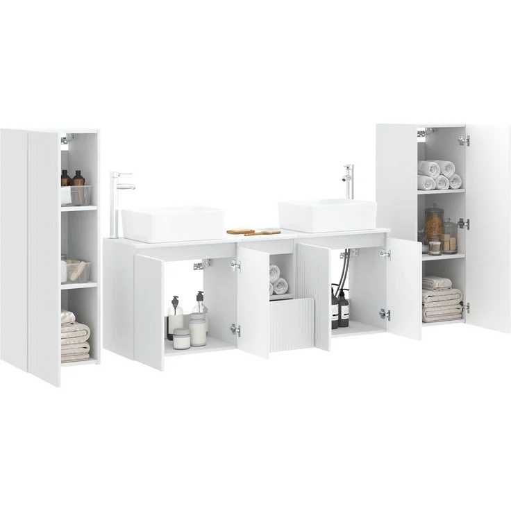 vidaXL Badezimmerschrank-Set 5 stk. Weiß 136 x 35 x 80 cm 3405993 – Bild 3
