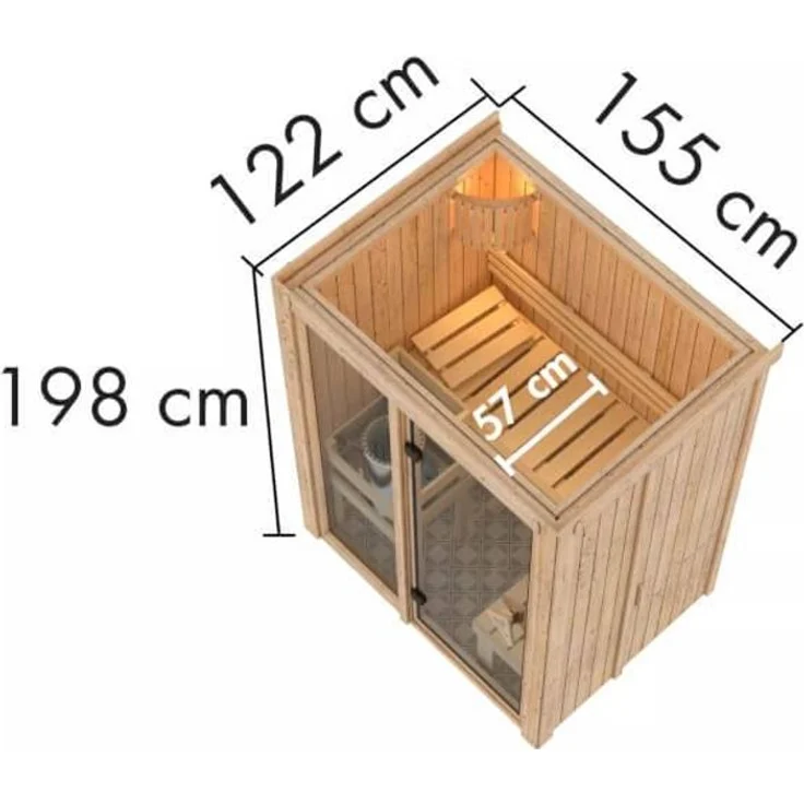 Karibu Sauna Avari 1 mit 3,6kW Plug&Play Ofen integrierte Steuerung – Bild 5
