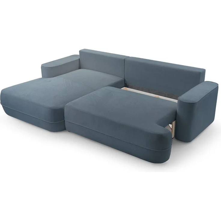 Selsey 'Fuerro' Ecksofa mit Schlaffunktion, Bettkasten, Ottomane links,Strukturstoff wasserabweisend, Hellblau – Bild 6
