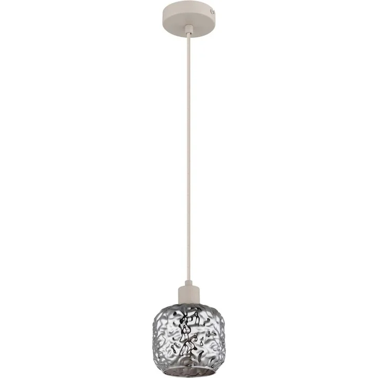 Pendelleuchte, höhenverstellbar, Glas rauchfarben, H 120 cm – Bild 5