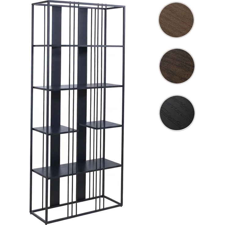 Regal HWC-P12, Bücherschrank Hochschrank, Industrial Metall Melamin MVG-zertifiziert 180x80x31cm ~ schwarz, schwarz – Bild 10