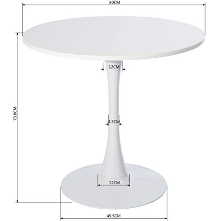 MEUBLE COSY Esstisch mit 2 Esszimmerstühle Drehbar, Essgruppen, 3er-Set, Runder Esstisch, Küchentisch mit 2 Essstühlen, Stahlgestell, für Esszimmer Küche Wohnzimmer, Weiß + Beige – Bild 4