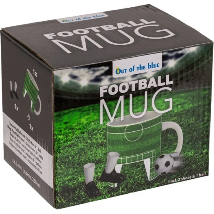 Kaffeetasse Fußballplatz ca. 12 x 9 cm mit Zubehör Fußball Tasse aus Steingut – Bild 1