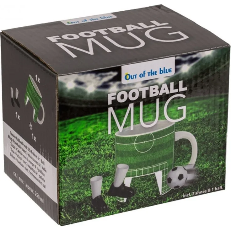 Kaffeetasse Fußballplatz ca. 12 x 9 cm mit Zubehör Fußball Tasse aus Steingut