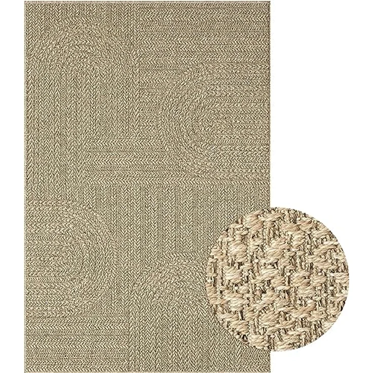 Mia's Teppiche Kinsley robuster In- und Outdoor Teppich im natürlichen Jute-Look, wetterfest, geeignet für Terrasse und Garten – Bild 2