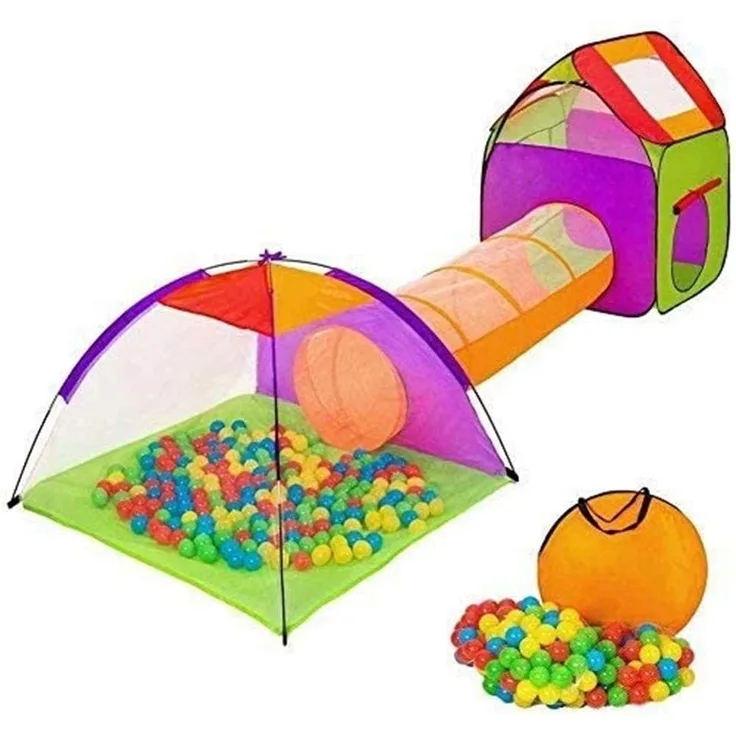 BAKAJI Iglu-Zelt für Kinder mit 200 Kugeln + Tunnel + Casetta Spielen Zelt mit Säugling Bälle, Faltbare POP-UP-System Platzsparend