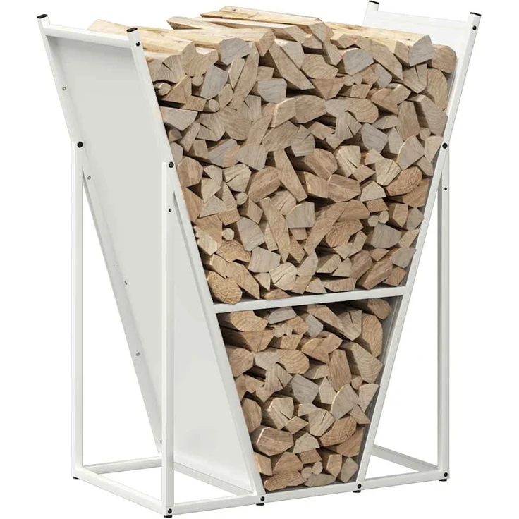 vidaXL Brennholzregal Weiß 69,5x35x81 cm Kaltgewalzter Stahl 864178 – Bild 3