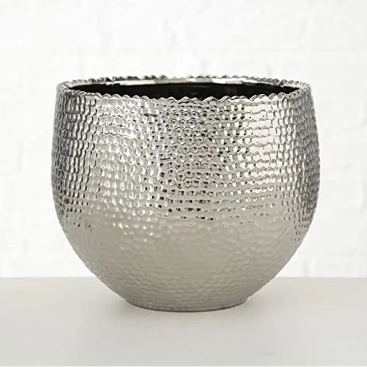 BOLTZE Blumentopf Lajos, 3er Set, Silber, aus Steingut, Glänzend, Indoor – Bild 6