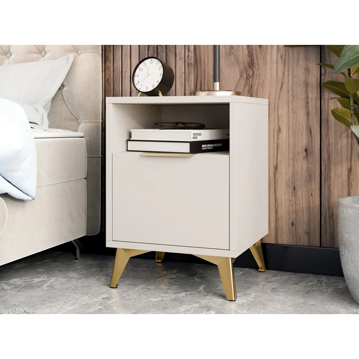 Nachttisch Xylix 1SZ mit Schublade (Farbe: Sandbeige) – Bild 1