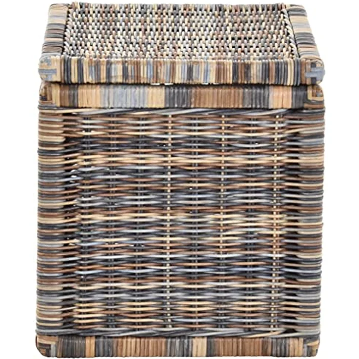 Krines Home Aufbewahrungskorb Hoher Korb mit Deckel Rattan geflochten Regalkorb Aufbewahrungsbox – Bild 9