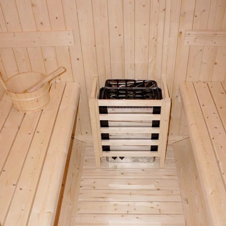 XXL Luxus Outdoor Fasssauna 195x220 cm SET Sauna inkl. 8 KW Saunaofen 4 Pers. – Bild 5