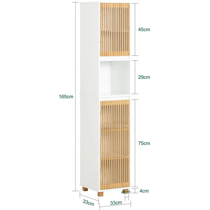 SoBuy BZR127-W Badezimmer-Hochschrank, MDF, Lackiert, Weiß, 30 x 145 x 30 cm – Bild 3