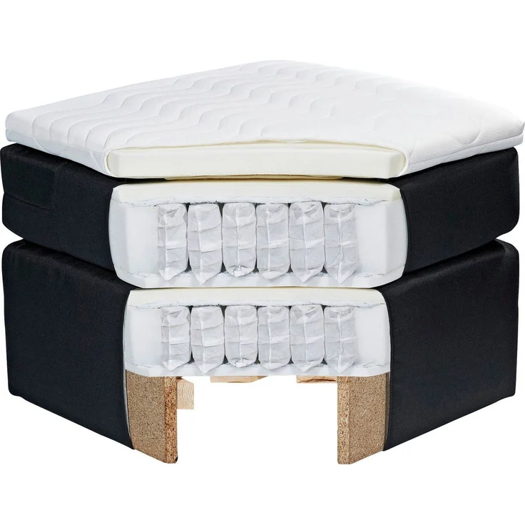 Palermo 2 Boxspringbett 120x200 elektrisch verstellbar, Stone - Bequemes Einzelbett mit dekorativer Steppung & Komfortschaum Topper - 120 x 127 x 234 cm (B/H/T) – Bild 3