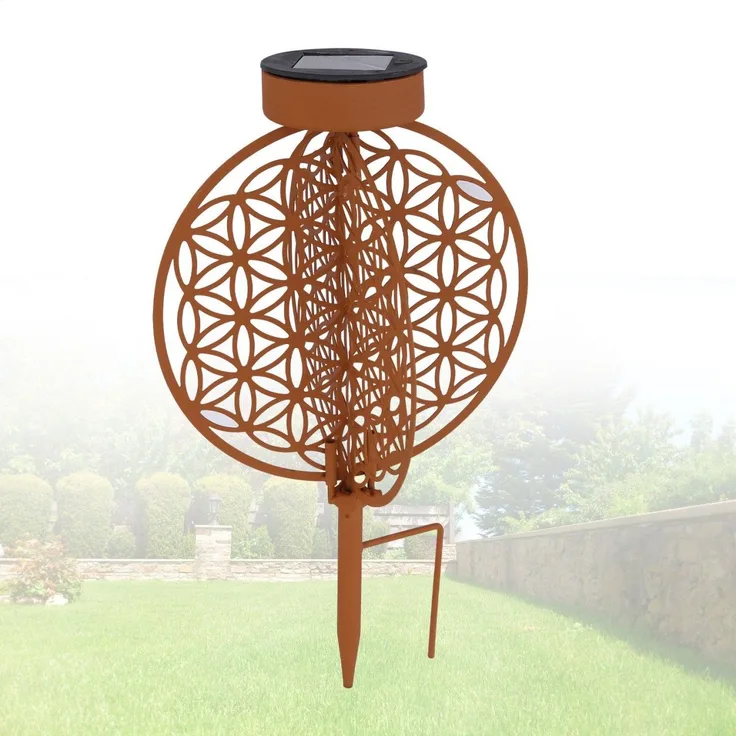 Solarleuchte Garten Scheibe Rost Solarlampe Außen Leuchte Solar mit Pflegetuch