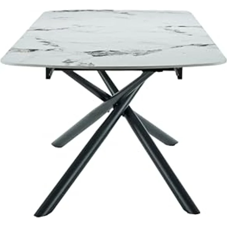 Hela Tische, Esstisch Auszugstisch Sintra, Platte Sintered Stone weiß Marmoroptik, Liftautomatik Auszug, Maß 180-220x90cm – Bild 6
