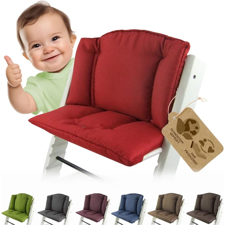 Ersatzbezug Sitzkissen kompatibel mit Stokke Tripp Trapp (meliert rot) | Bezug Kissen-Set Sitzverkleinerer, Mod. 1