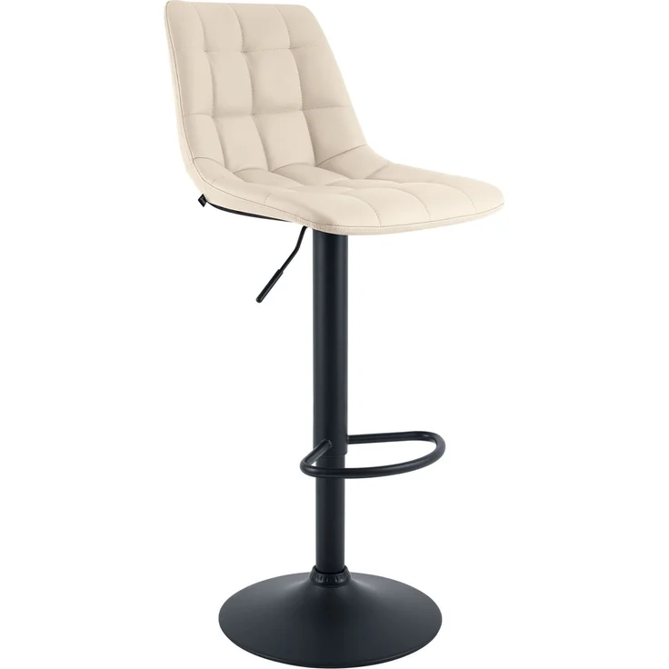 CLP Barhocker Mapun höhenverstellbarer Tresenhocker drehbar mit Polsterung,creme Kunstleder – Bild 1