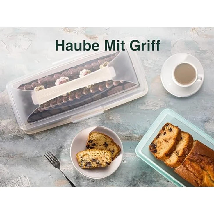 uandu home Kuchentransportbox Tortentransportbox mit Haube und Griff, Kuchenbehälter, Tortenbehälter, (Tortentransportbox mit Haube und Griff, BPA Frei Tortenbehälter), Dishwasher Safe – Bild 5