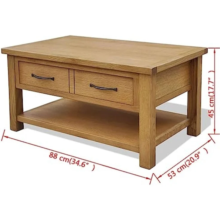vidaXL Couchtisch 88x53x45 cm Massivholz Eiche 242745 – Bild 2