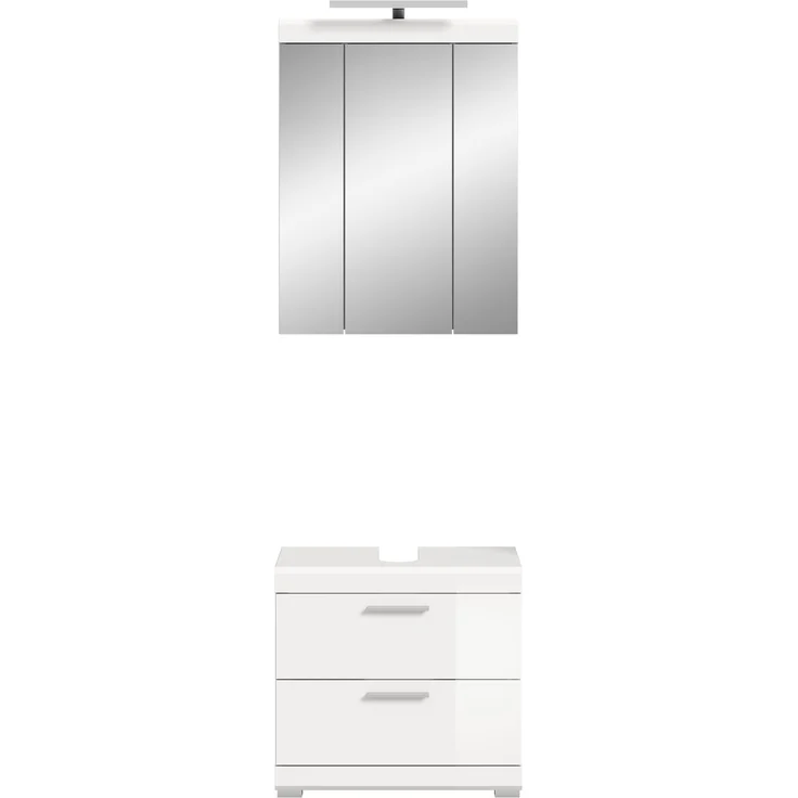 Xonox Scout Badkombination (B/H/T: 60x191x34 cm) in weiß Nachbildung und weiß Hochglanz tiefzieh – Bild 2