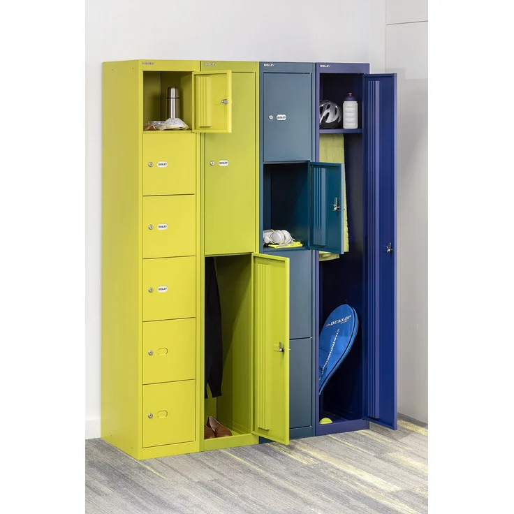 Bisley Garderobenschrank Office mit Schloss aus Stahlblech, 4 Fächer - Spind abschließbar für Sportzeug, Kleidung & Co. - Tiefe: 45,7 cm - Farbe: verkehrsweiß, CLK184-696 – Bild 5